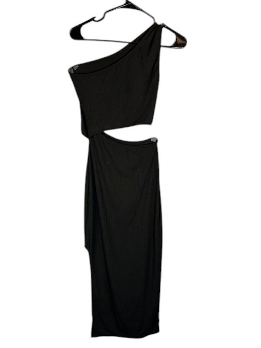 Pretty Garden Black One Arm Cut Out Fitted Bodycon Dress Woman Sz S